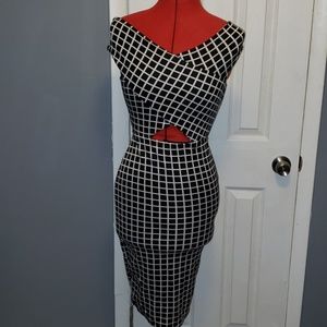 Black and white off the shoulder dress with cutout